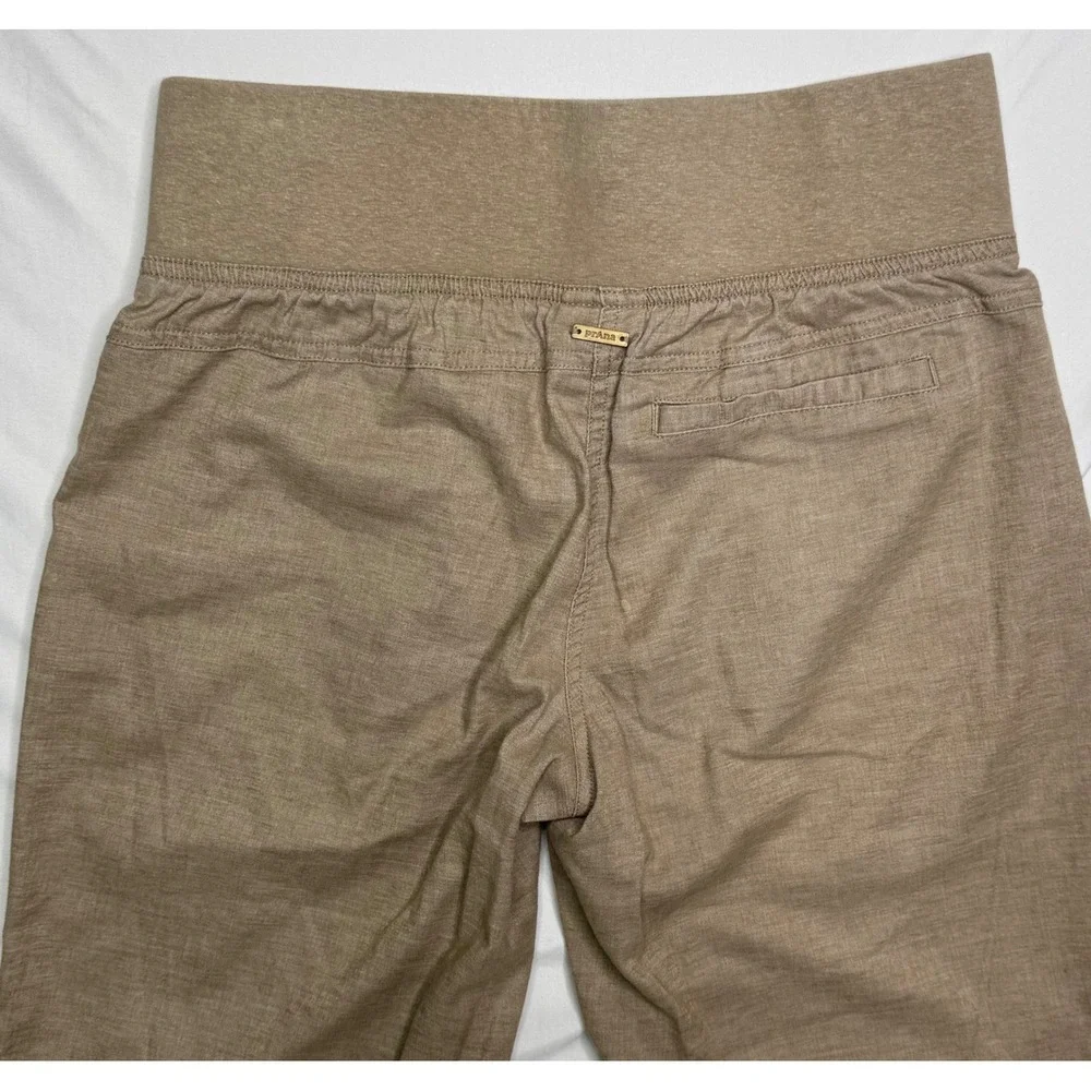 Prana Mantra Straight Leg Hemp Blend Pants Tan Khaki Womens Small Yoga Bohemian